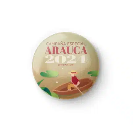 boton publicitario de campaña arauca con rio arauca y canoa