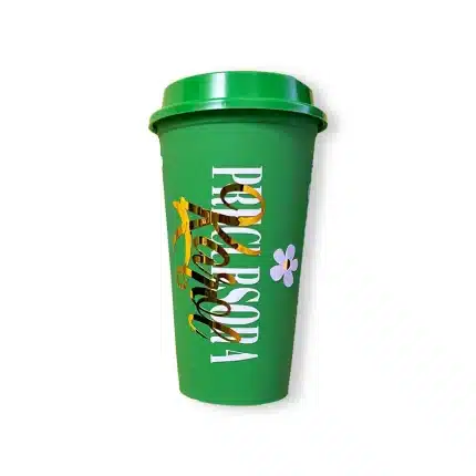 Vaso tipo starbucks personalizado con diseño de vinil adhesivo de flores y nombre