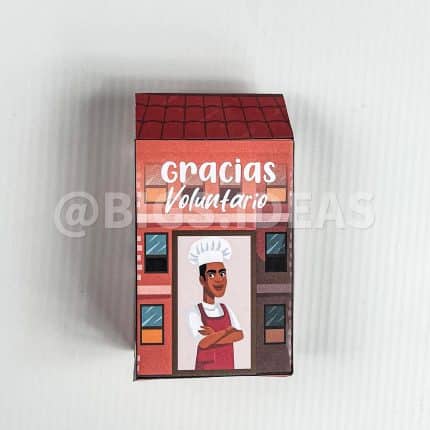 Caja edificio voluntarios escuelas