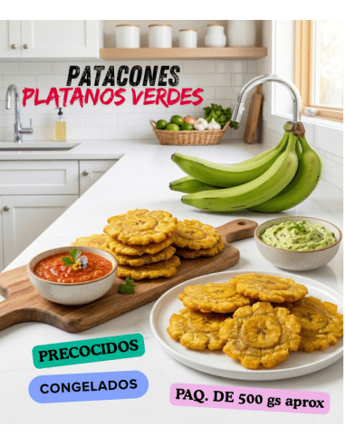 Patacones o tostones di plátano verde, surgelate precotte 500 gr. circa